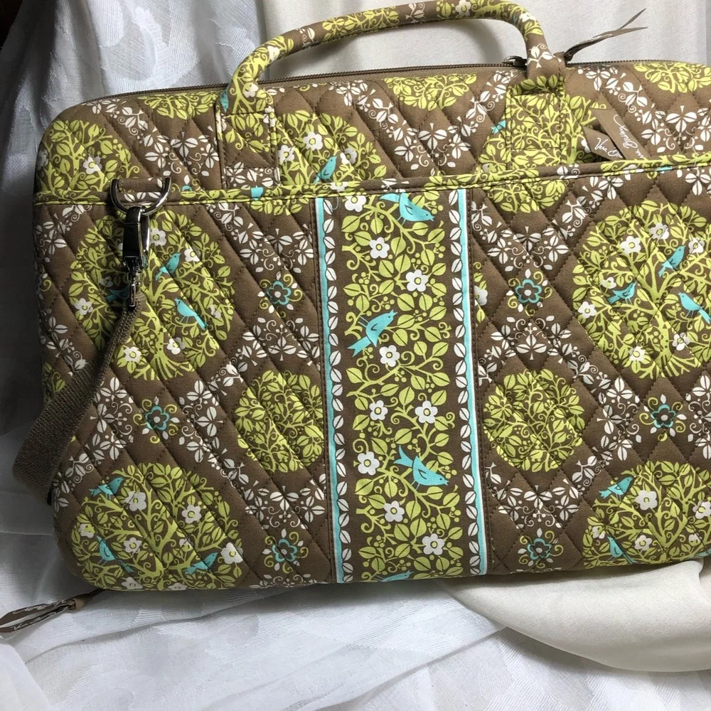Quilted Brown Floral Computer Travel Tote - Beautiful Vera Bradley